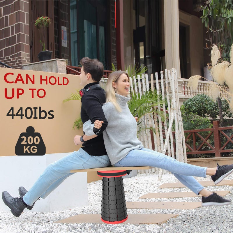 ALEVMOOM Telescoping Stool with Cushion, Portable Collapsible More Sturdy Capacity 440Ib, Retractable Collapsible Camping Adjustable Folding Stool for Hiking Garden BBQ - Image 5